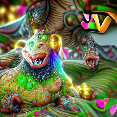 Psychedelic Neon Monster in 8K 3D