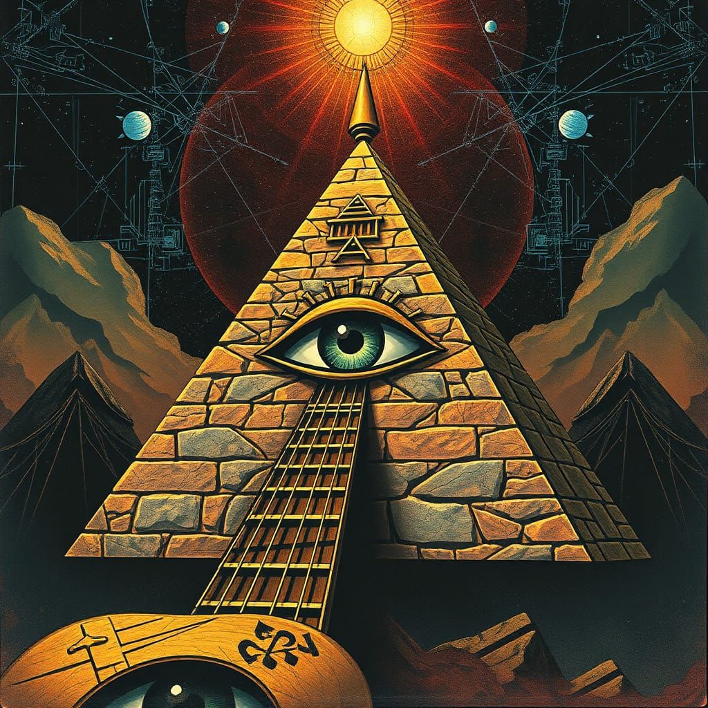 Sci-Fi Pyramid Dedicated to Bass Guitar