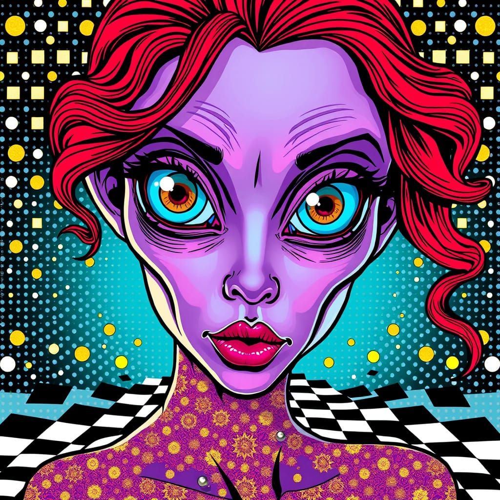 Surreal Alien Goddess in 1970s Comic Book Style
