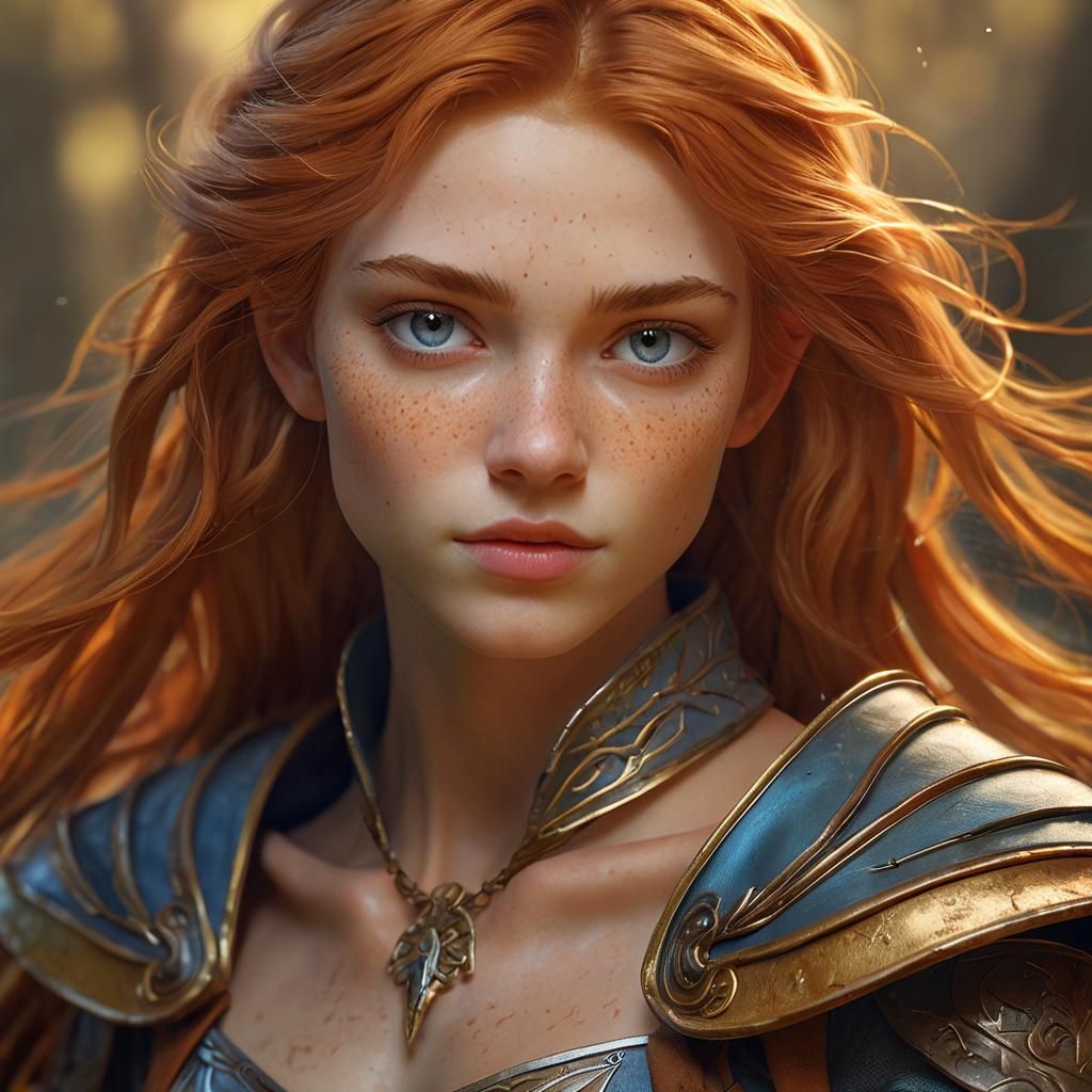 Androgynous Ginger High Elf Portrait in Digital Art
