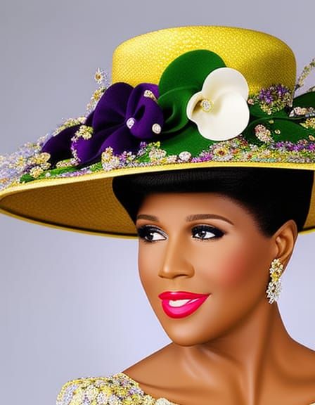 Photorealistic Portrait of a Woman in Church Hat