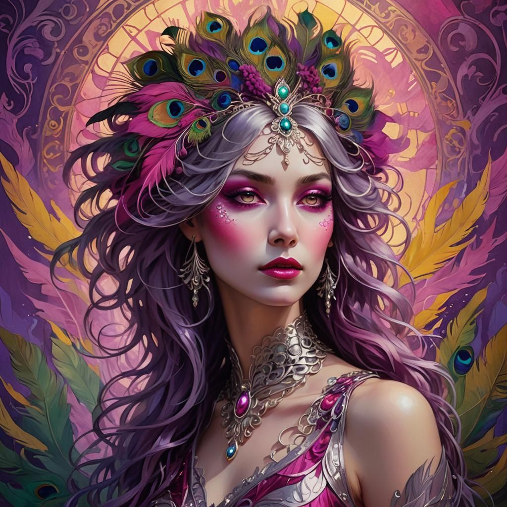 Fantasy Woman Portrait in Art Nouveau Style