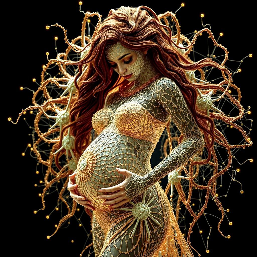 Intricate Fractal Nymph with Glittering Dew Strings