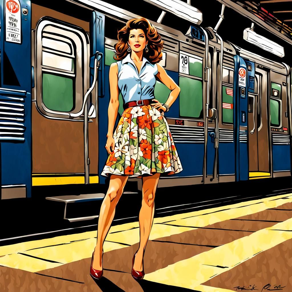 Marisa Tomei on NYC Subway, Pinup Style