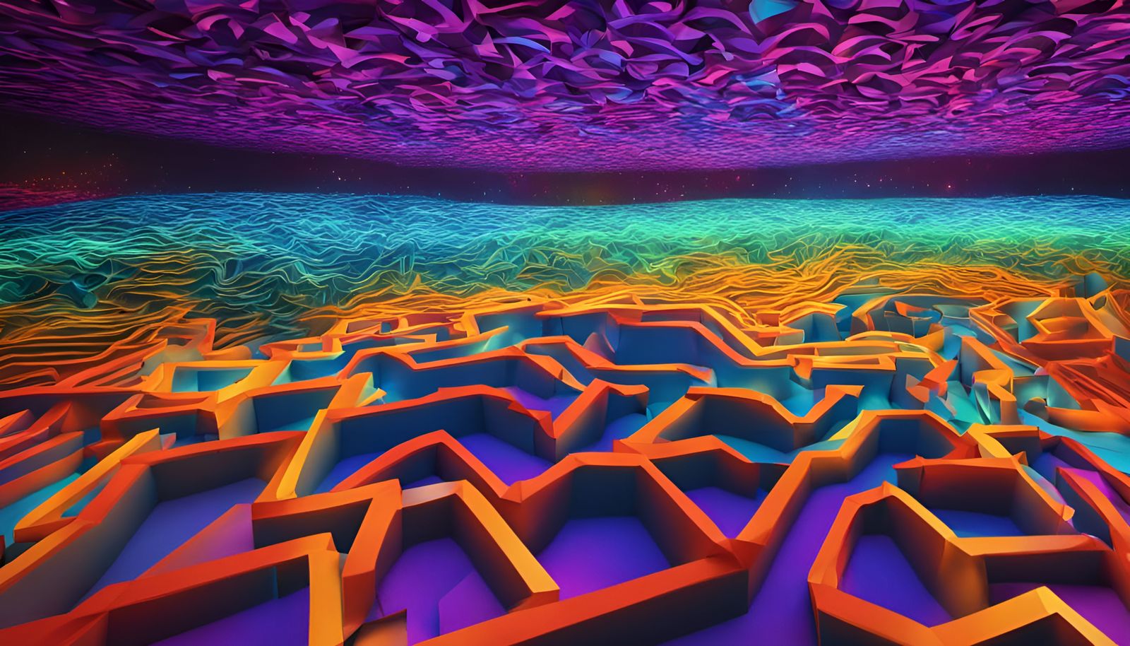 Fantasy Brain Beings in a Fungal Labyrinth