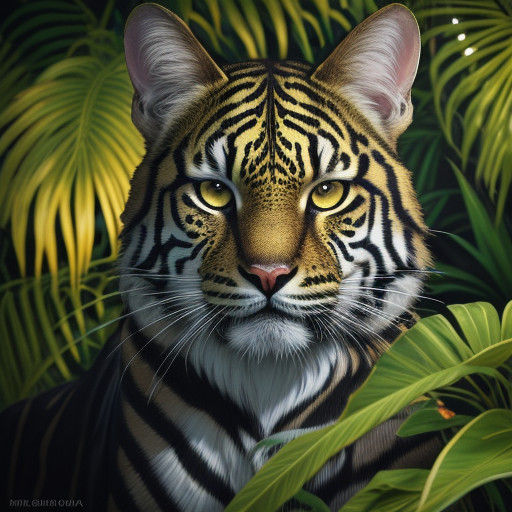 Hyperrealistic Jungle Animal Portrait in Vibrant Splash Art...