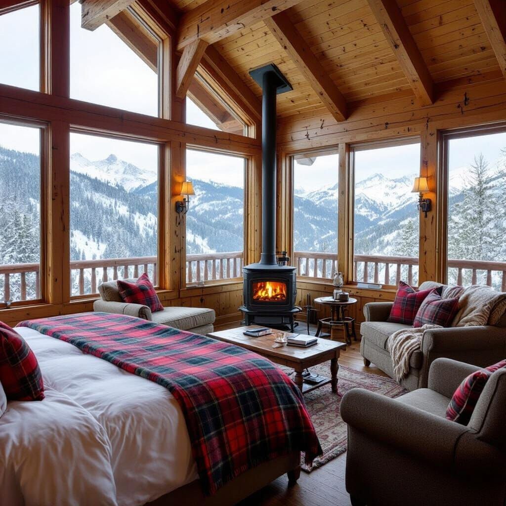 Cozy Mountain Cabin with Snowy Valley View