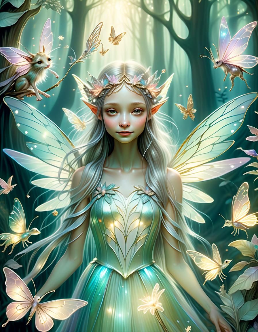 Enchanting Fairy and Forest Animals in Pastel Colors