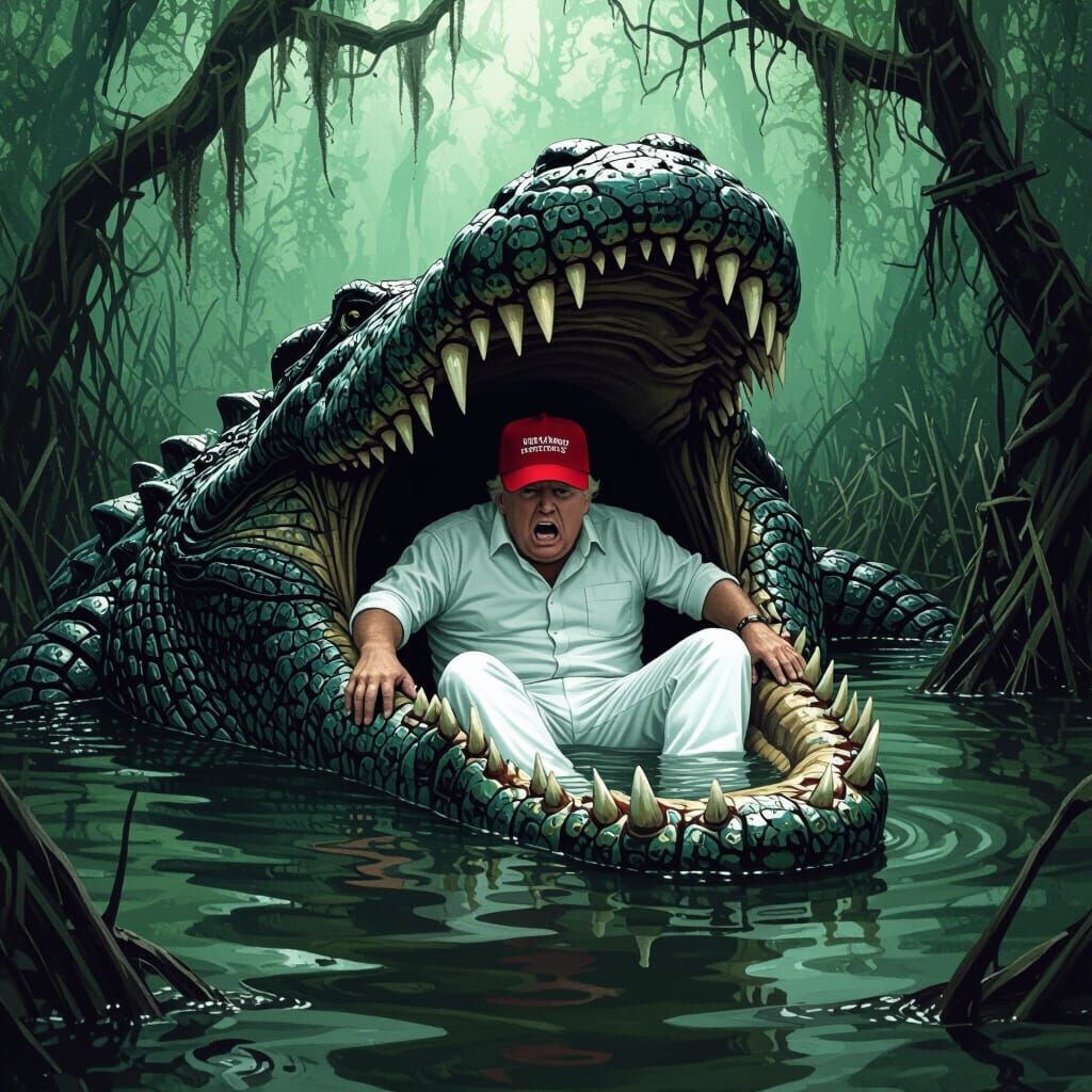 Swamp Horror: Alligator's Jaws in Biomechanical Style