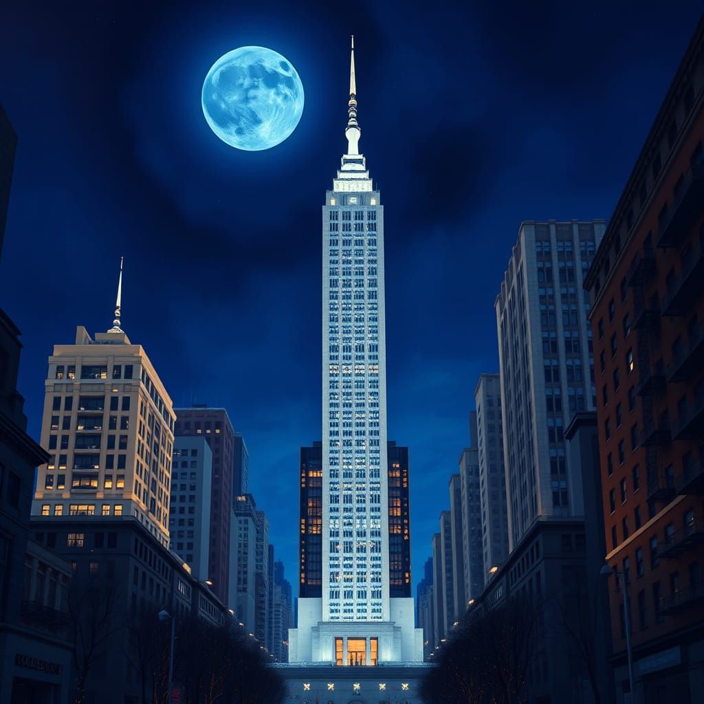 Rockefeller Centre New York Under a Dark Blue Night Sky