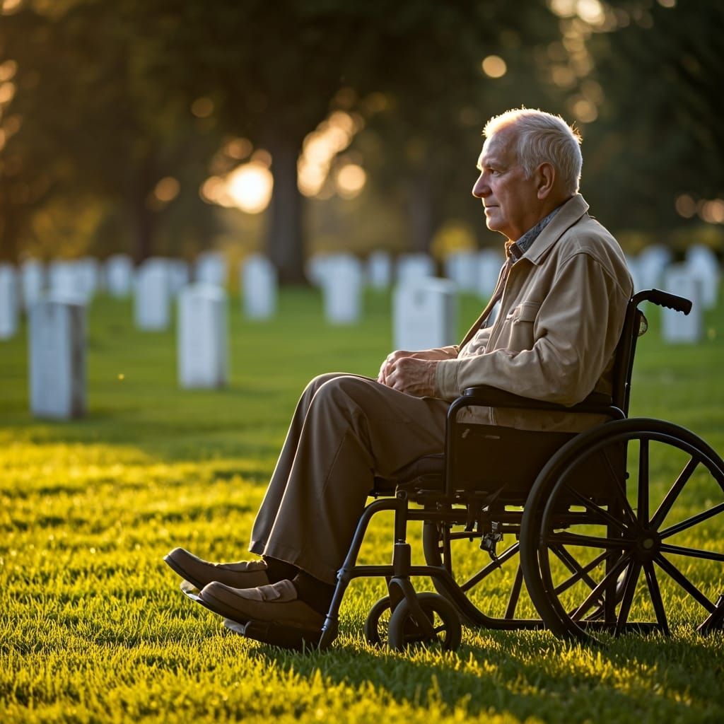 Sunset at Veterans Cemetery: Hyperrealistic Digital Art