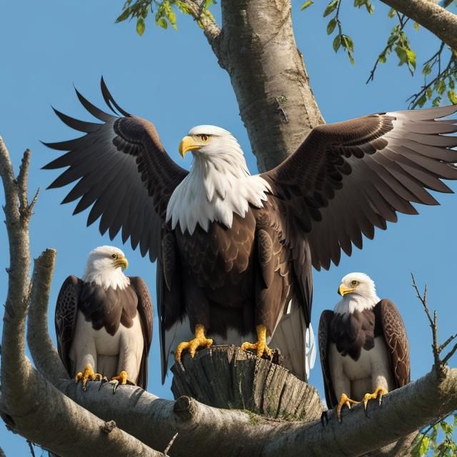 Bald Eagle Flies Over Nest in Golden Light