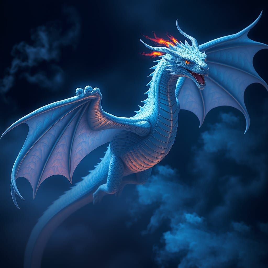 Fiery blue dragon