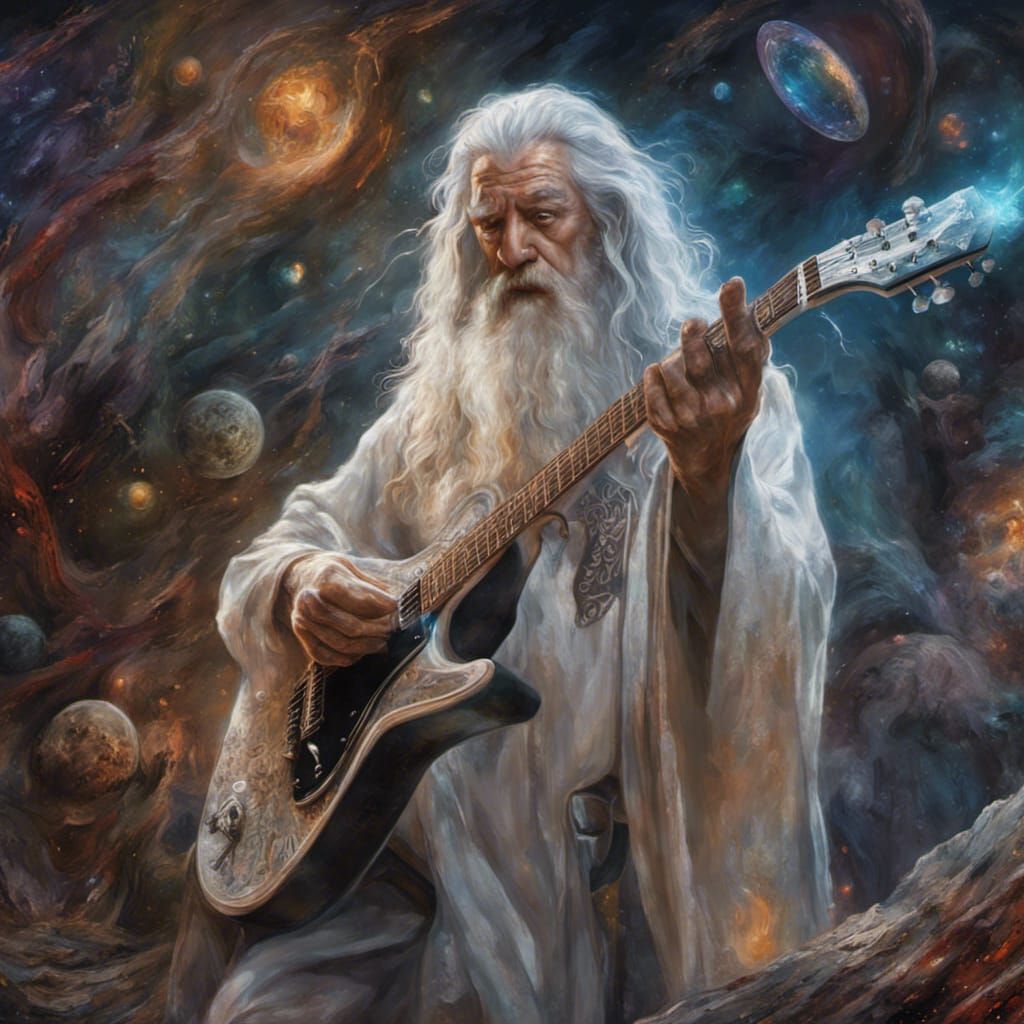 Gandalf Plays Rock and Roll Guitar: Digital Art