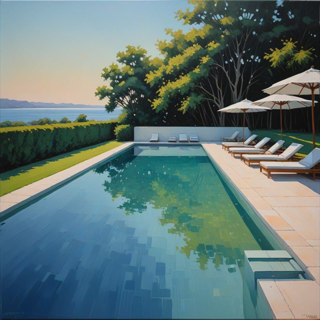 Modern Poolside Elegance in Soft Gradient Hues