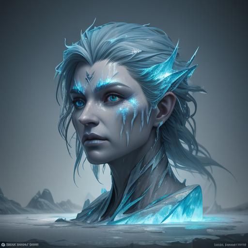 Ice Creature Portrait in Vibrant Oil Painting Style