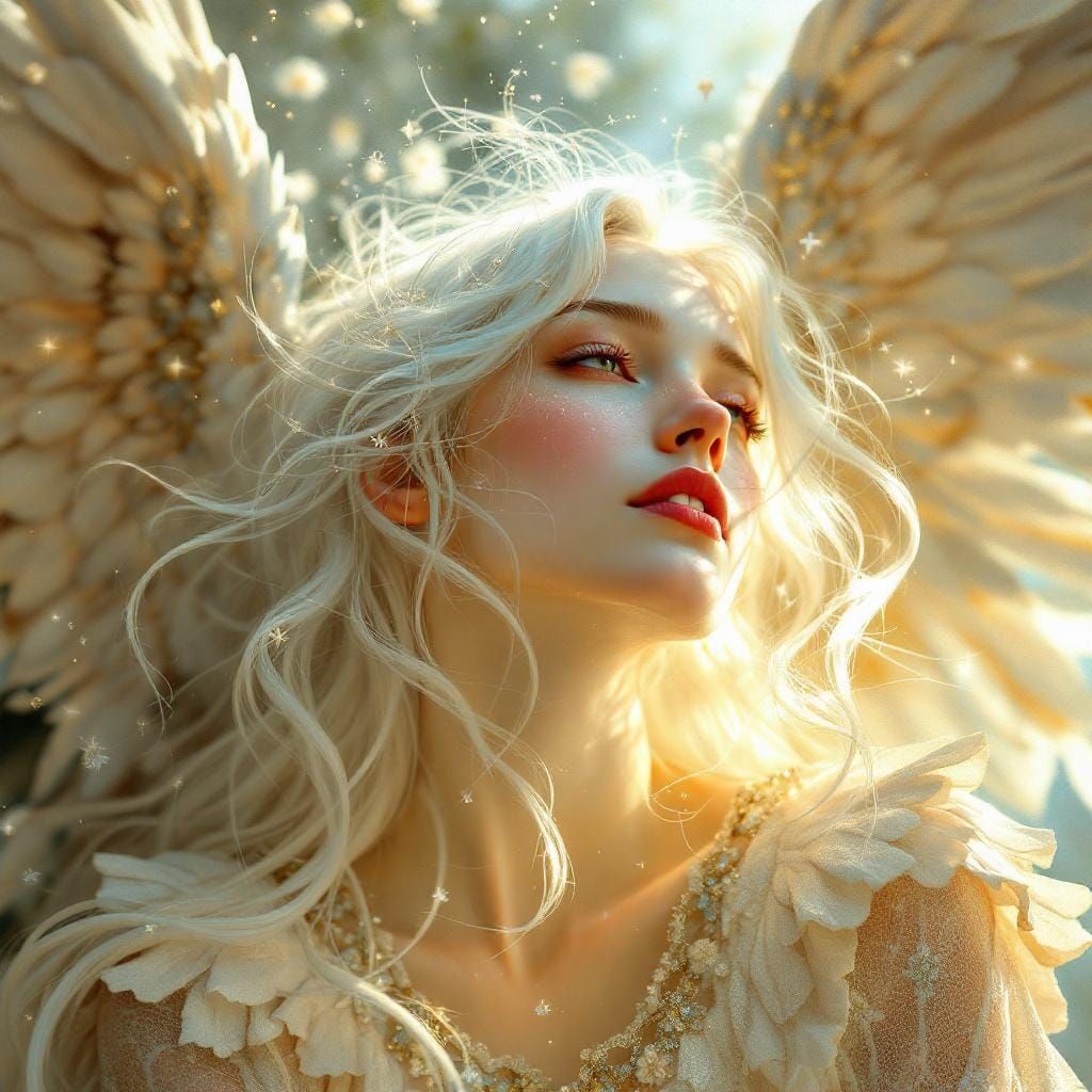 Radiant Angel with Flowing Hair