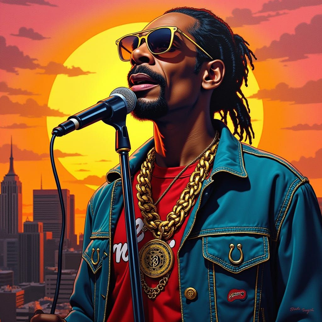 Snoop Dogg in Vibrant Street Art Style