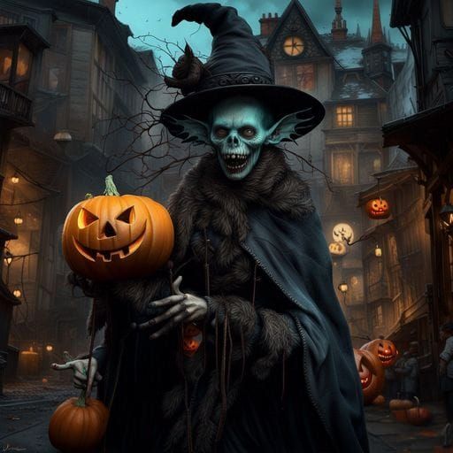 Surreal Halloween Town: A Dark Fantasy Masterpiece
