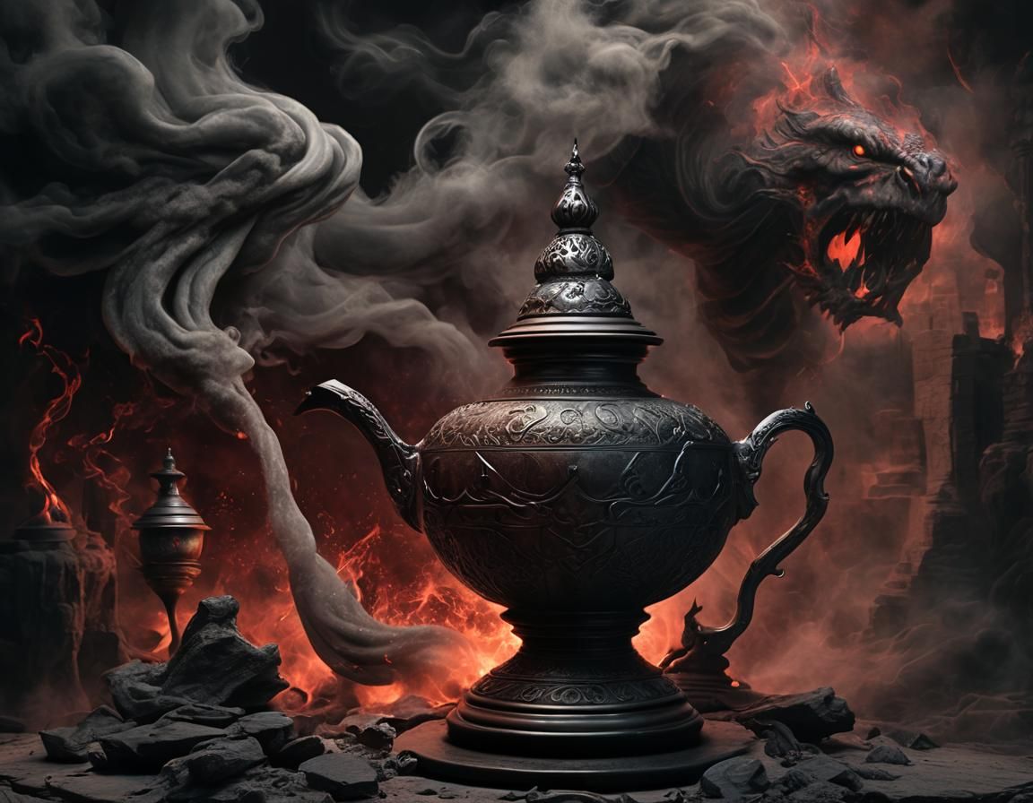 Cursed Genie Lamp with Evil Sorcerer Aesthetic