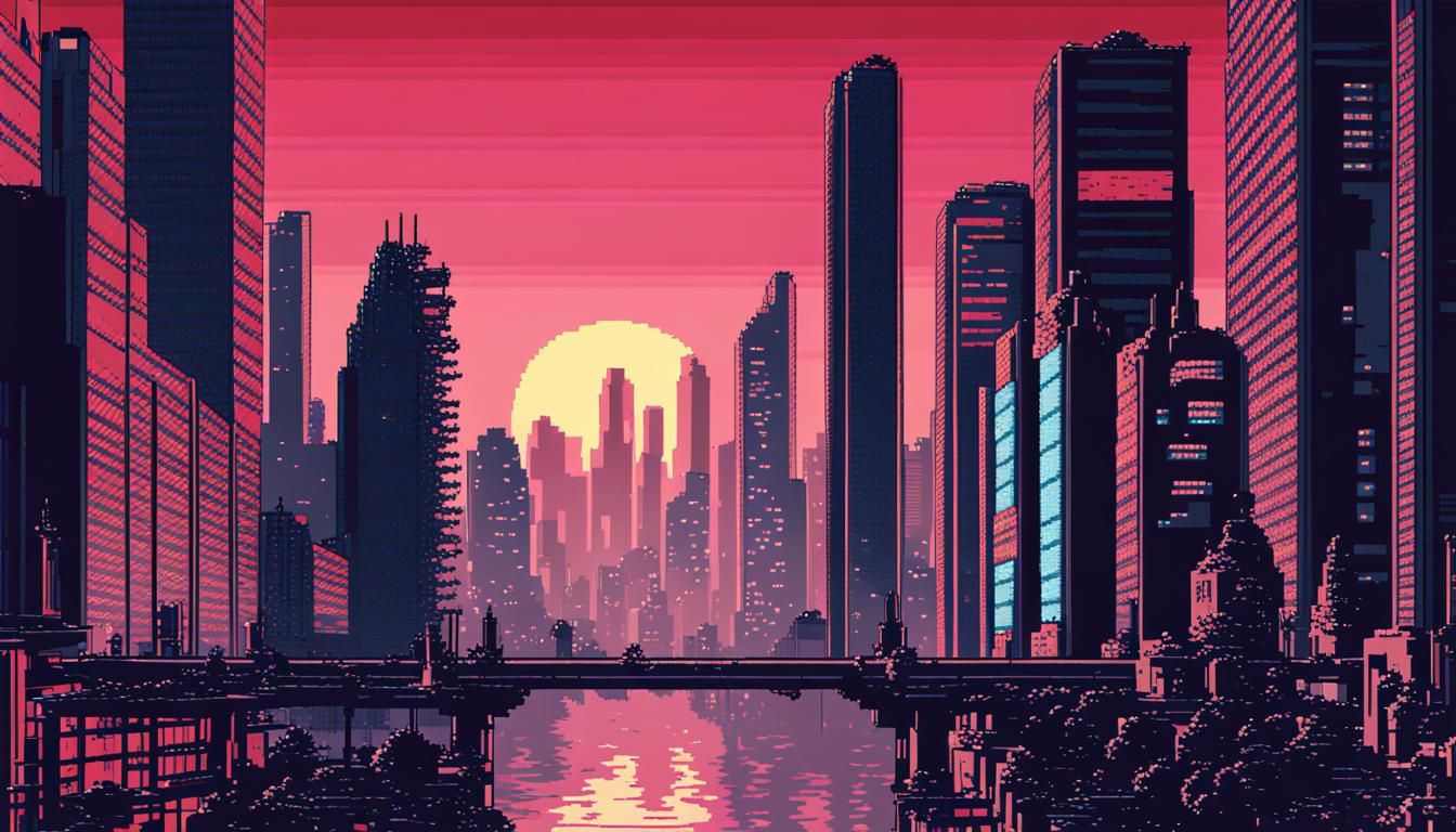 Neo Tokyo Cityscape in 16-bit Pixel Art