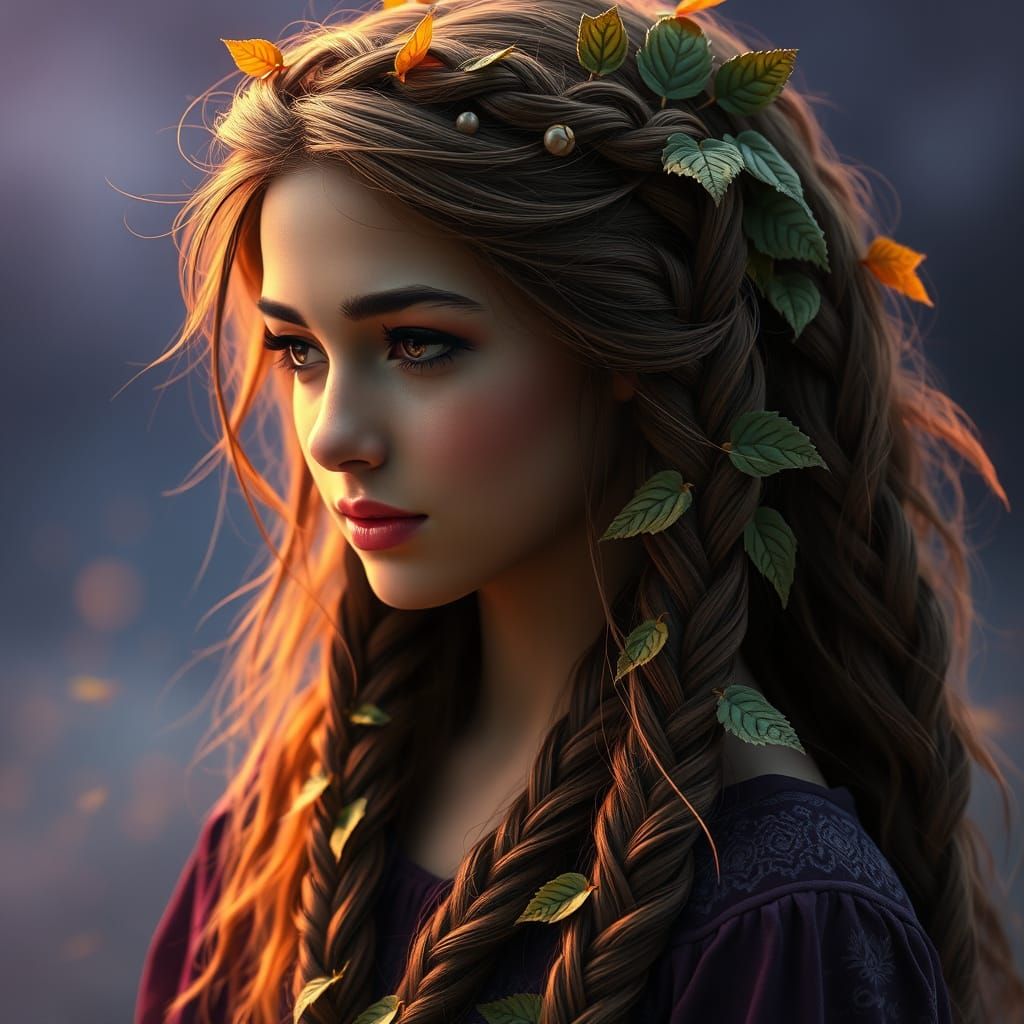 Enchanted Forest Goddess with Celtic-Inspired Hair