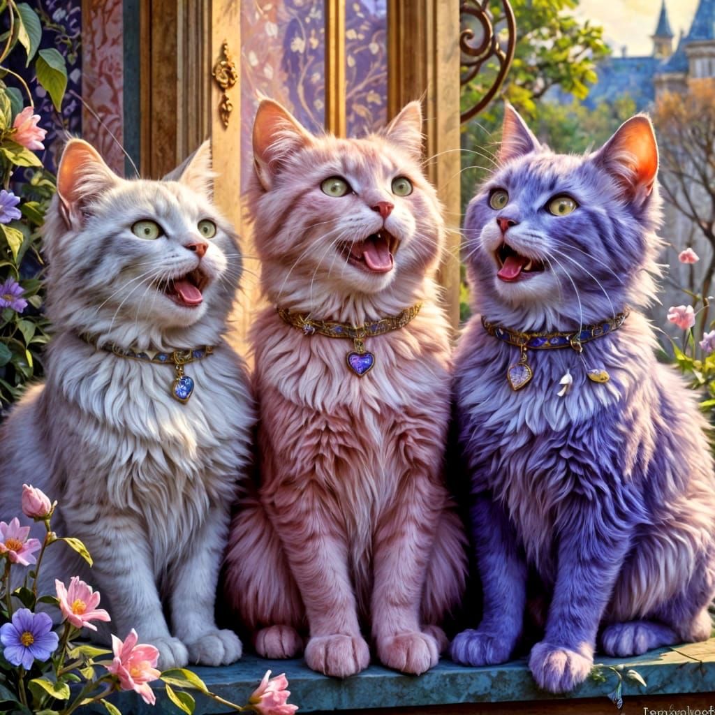 Cute Pink Cats Sing Love Song in Crystal Palace