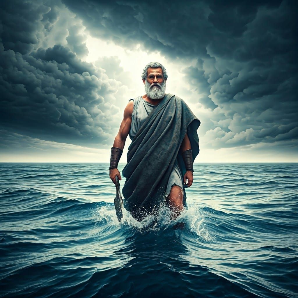 Odysseus Sails Stormy Seas in Cinematic Realism