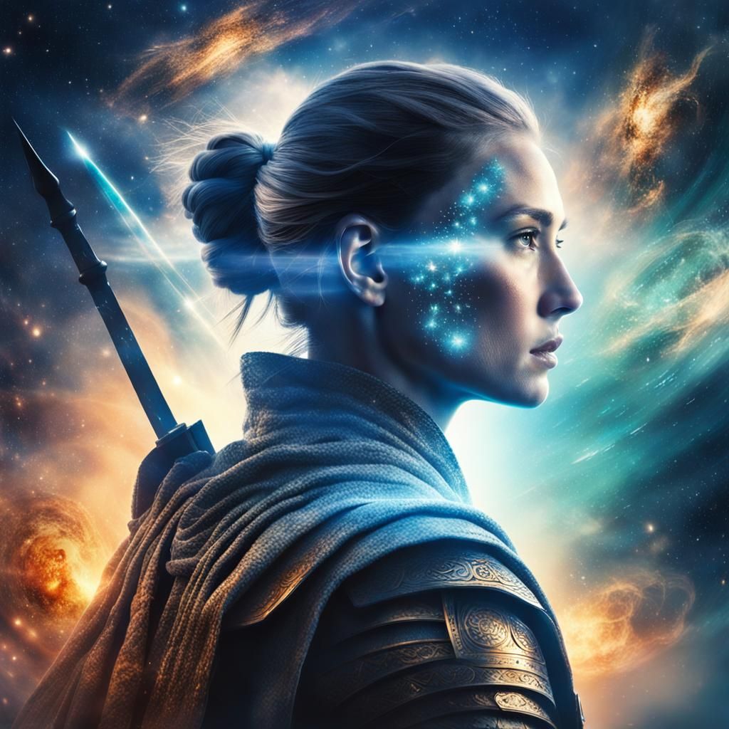 Radiant Warrior in Galactic Storm Double Exposure