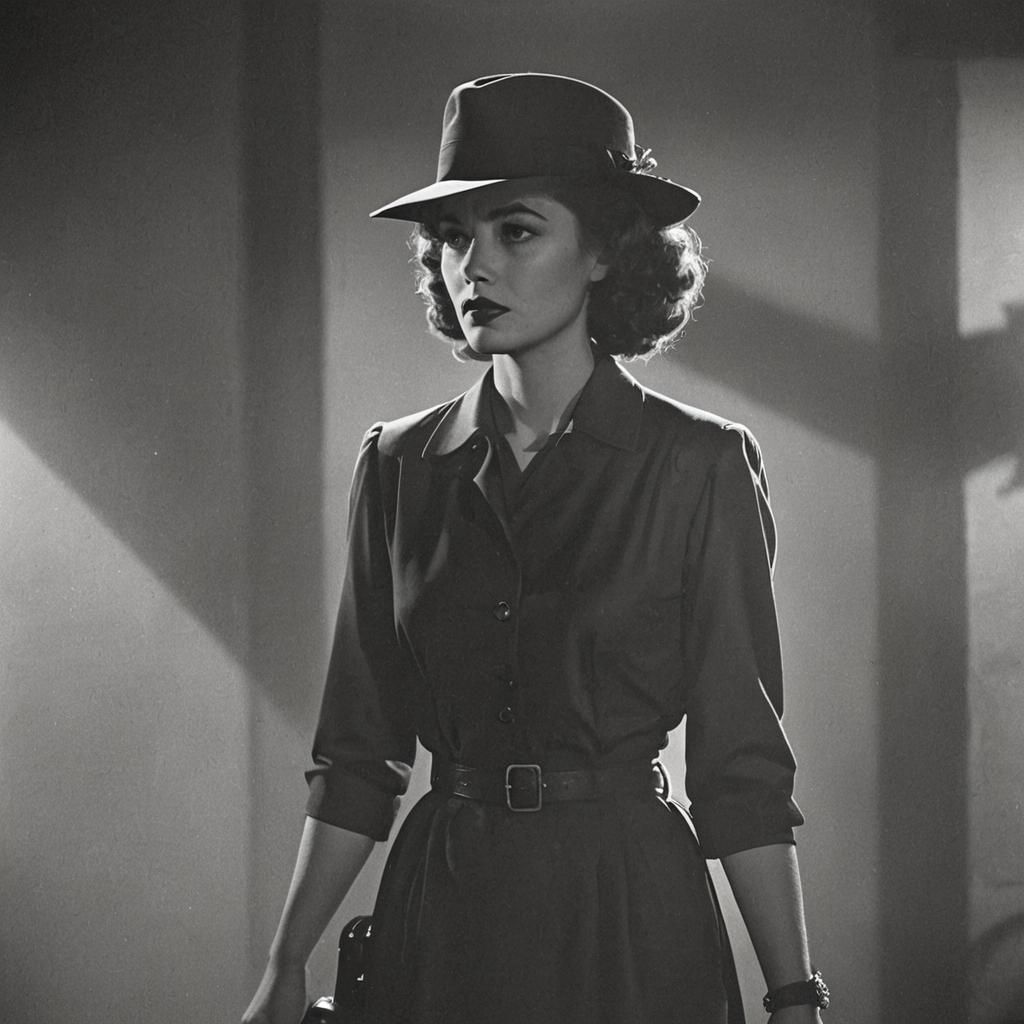 Woman's Shadow in Film Noir Lighting