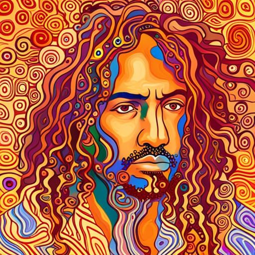 Psychedelic Hip Hop Portrait in Klimt Style