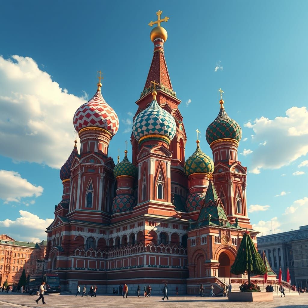 Surreal Saint Basil's Cathedral in Dreamlike Style