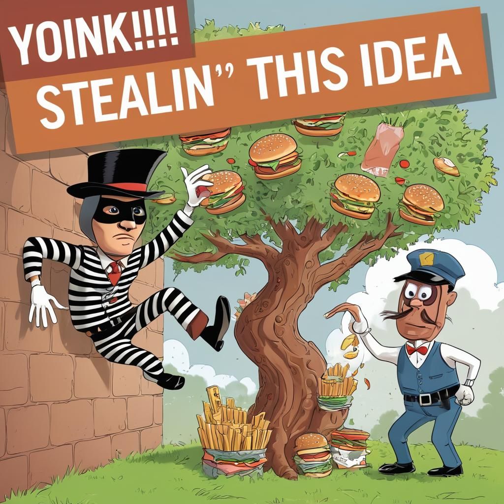 Hamburger Heist: Whimsical Cartoon Robbery