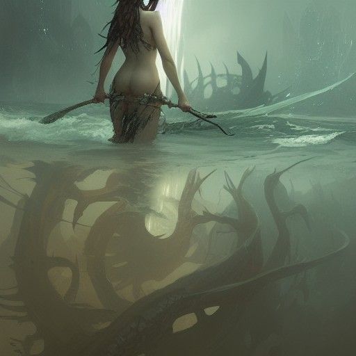 Sinister Naiad in Polish Symbolism Style