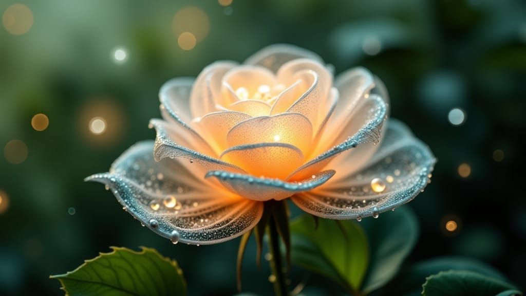 Ethereal Rose of Luminous Spider Silk