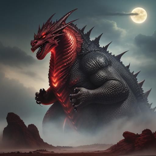 Godzilla Dragon with Red Lightning