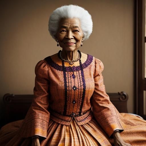 Happy African American Woman in Peach Clothes
