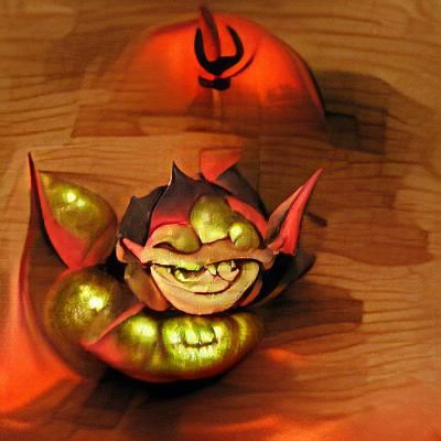 Grinning Goblin in Halloween Pumpkin