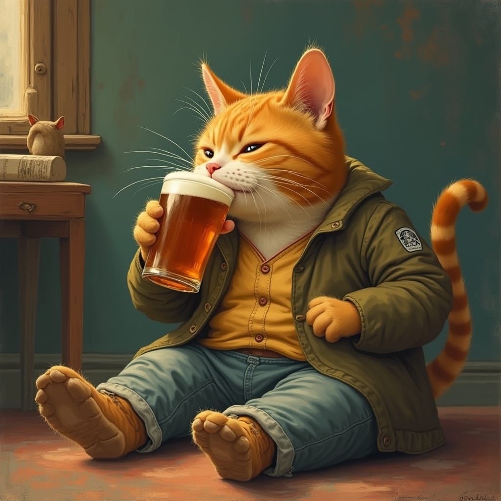 Contemplative Cat Lost in Thoughtful Introspection