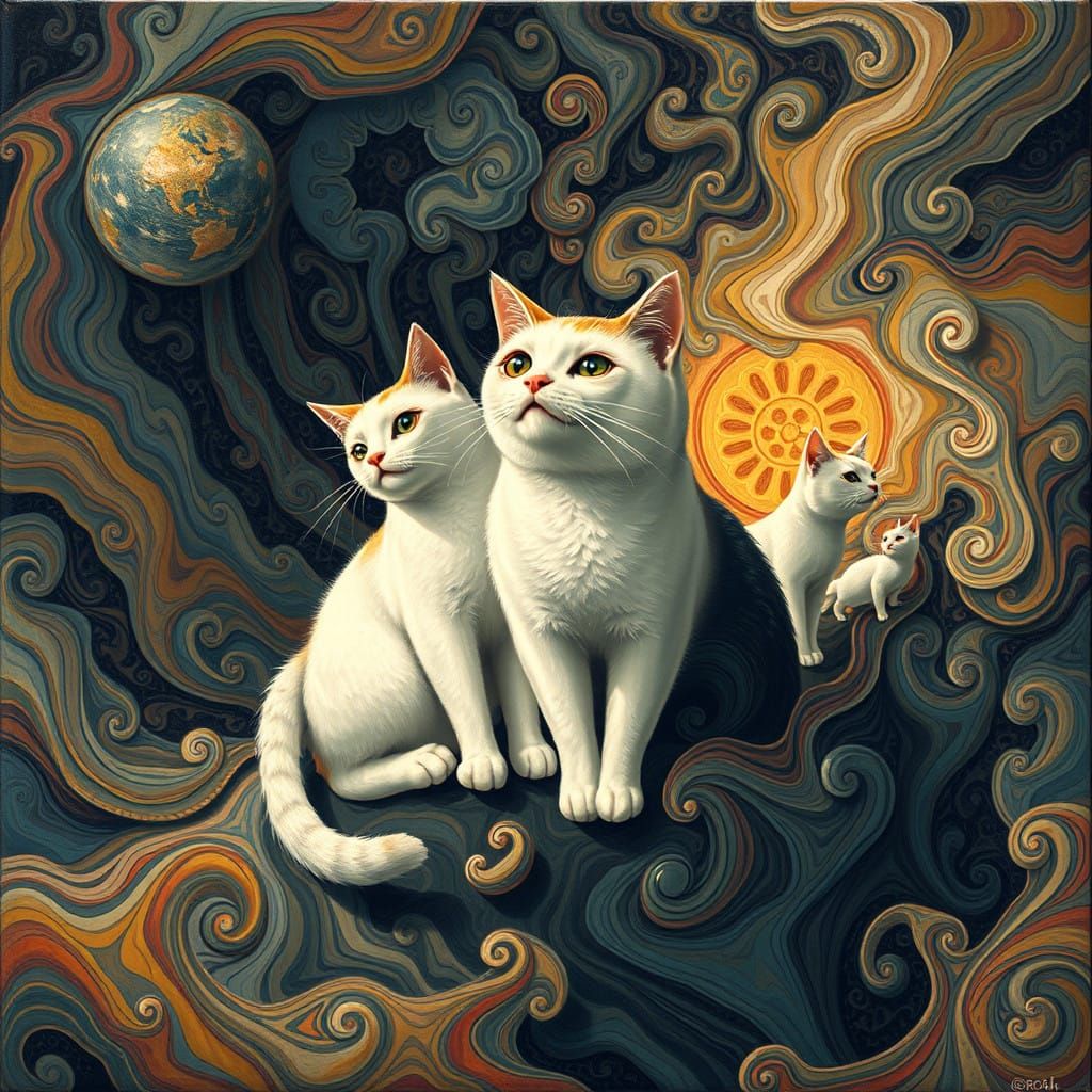 Whimsical 2.5D Cats Emerge from Vibrant Canvas