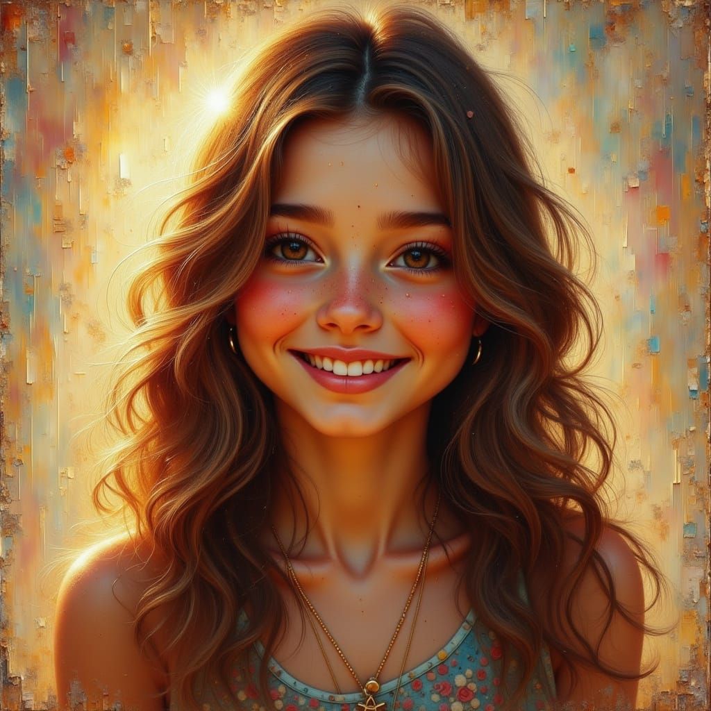 Joyful Portrait of a Young Woman in Golden Hour Light