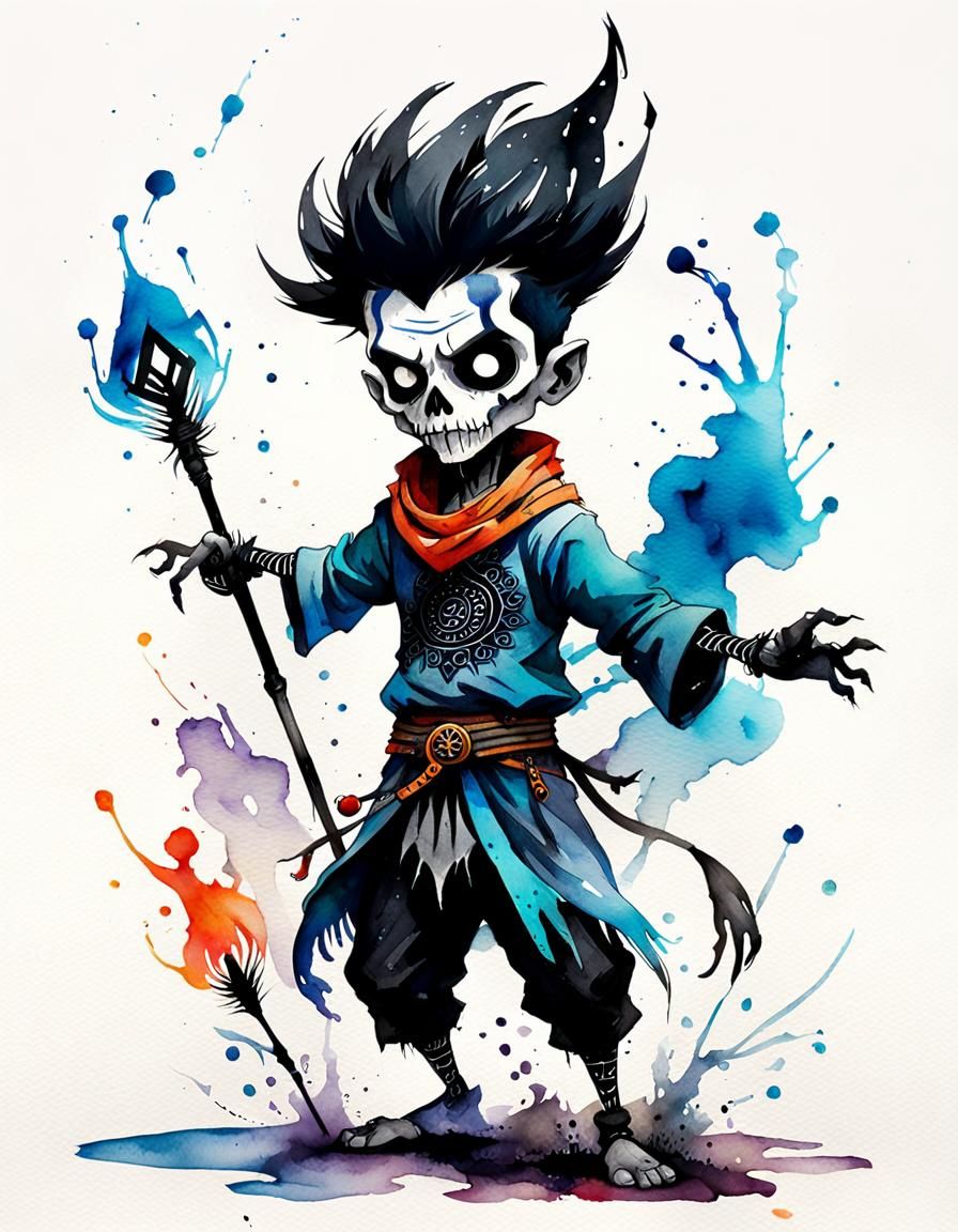 cute little dark necromancer boy