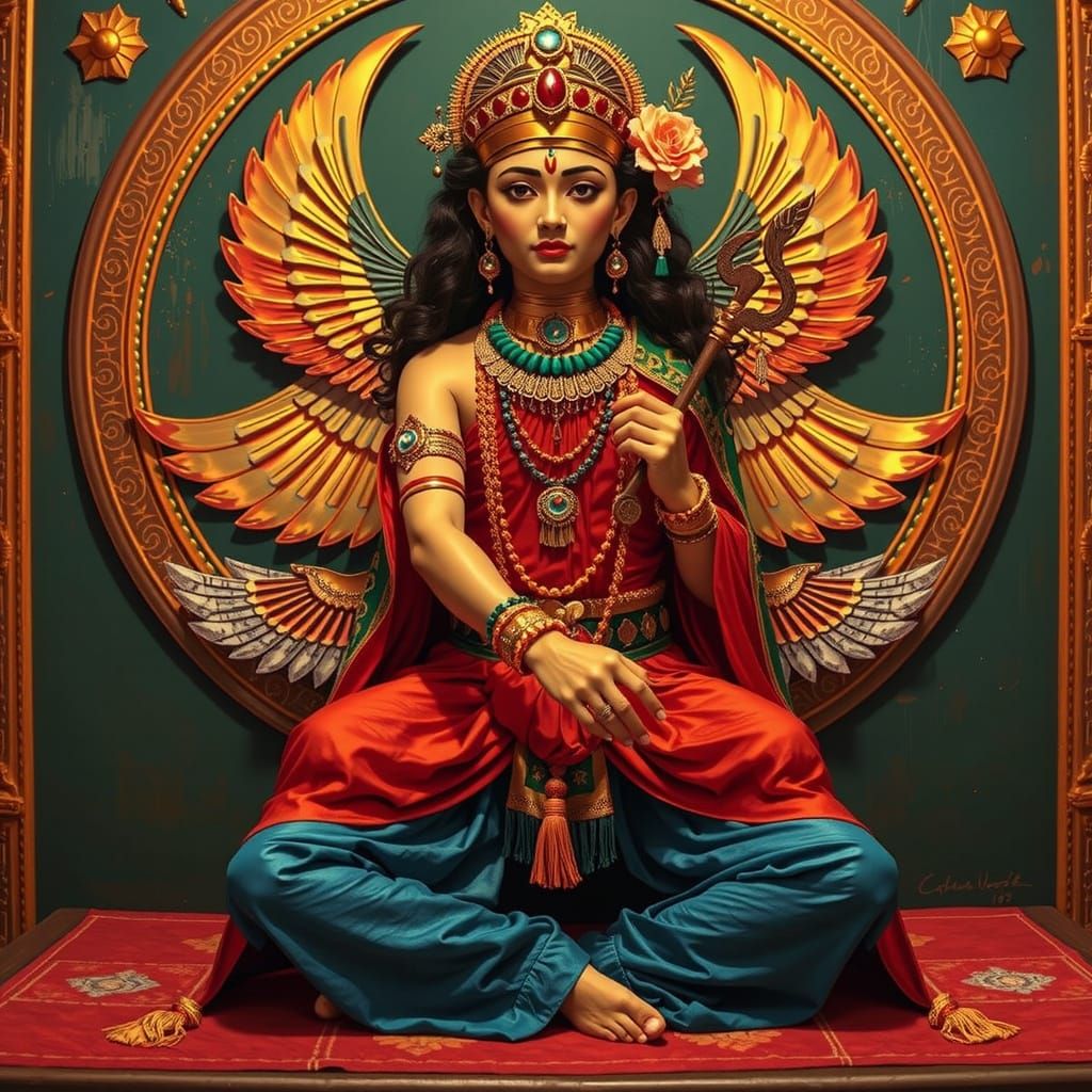 Tutankhamun, Harlequin, Geisha, Krishna Mashup