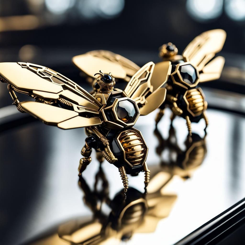 Steampunk Honeybee Earrings with Intricate Mech Details