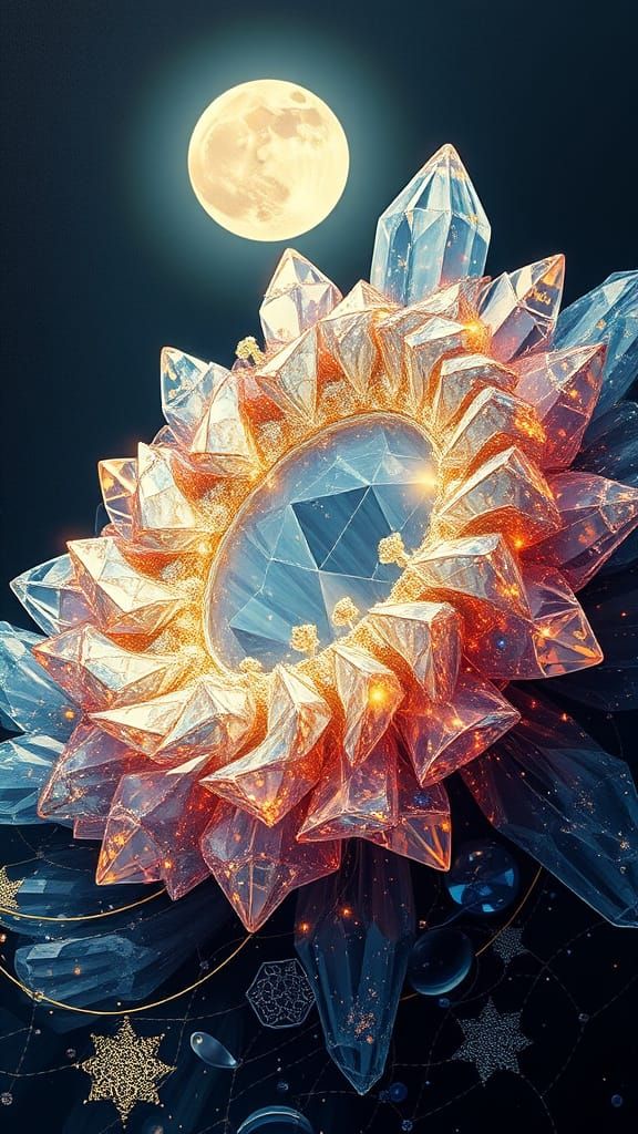 Crystalline Structure with Flecks of Gold and Silver Shining...