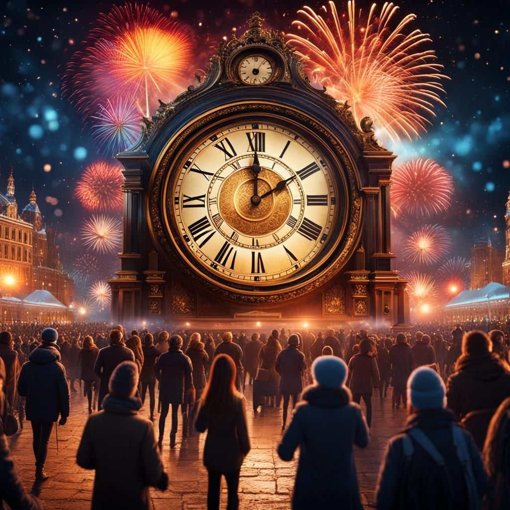 New Year's Eve Party with Fireworks at Midnight