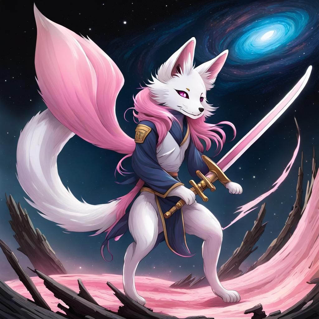 Anime Kitsune Hopping to Black Hole
