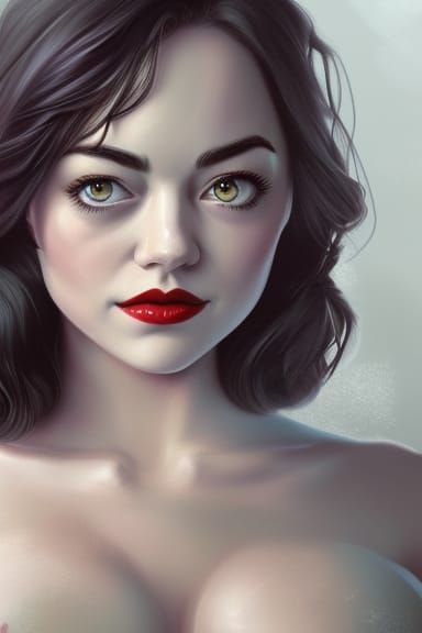 Elegant Portrait of Dark-Haired Woman in Art Nouveau Style