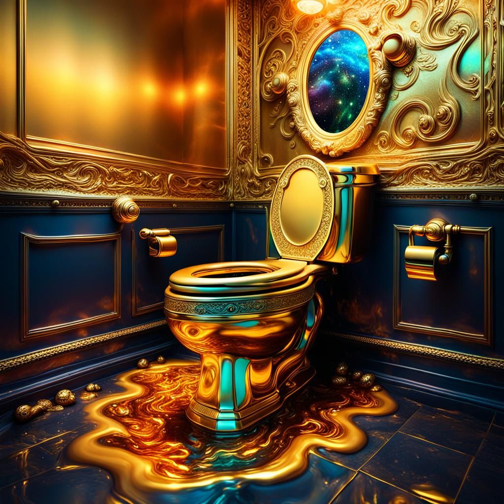 Ornate Toilet Overflows with Colorful Feces