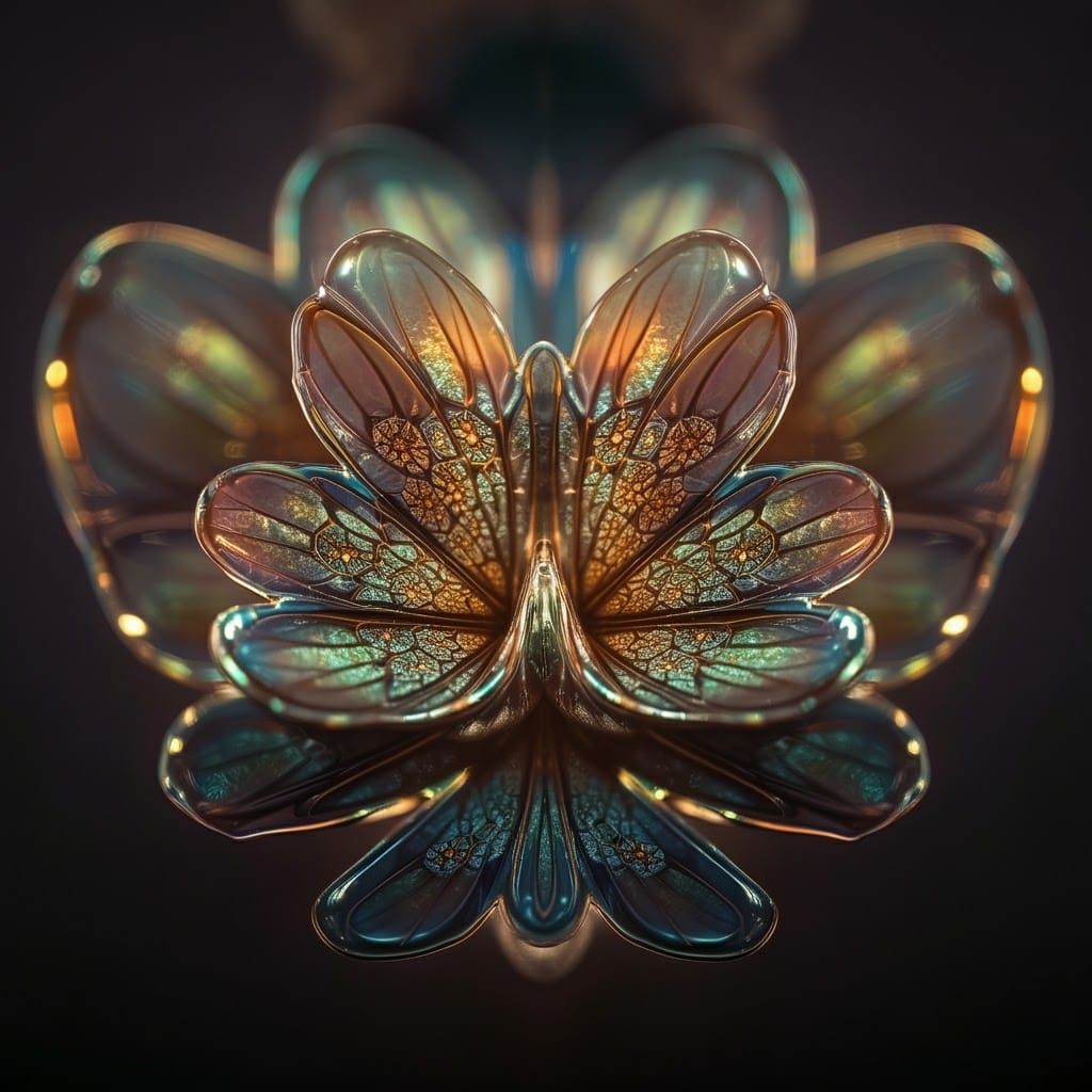 Enameled Glass Flower in Art Nouveau Style